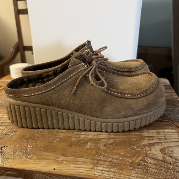 BC Footwear Shoes - BC FOOTWEAR Women Tan Suede Lace Up Platform Wedges Shoes Slip On Size 8.5